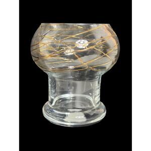 PartyLite Calypso Gold Hand Blown Glass Candle Holder Made in Romania P7116 VTG